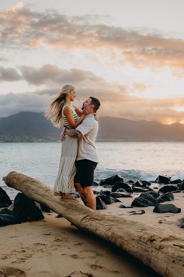 A Surprise Proposal Photoshoot at Kanaha Beach, Maui: Austin & Ashley's Love Story
